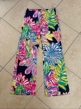 Lilly Pulitzer Floral Wide-Leg Pants - Navy Multi